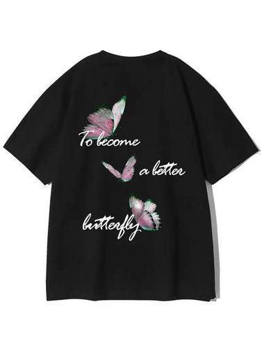 Pink Fly Short Sleeve T Shirt Black - ELIMENO - BALAAN 1