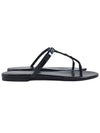 Cassandra Slide Leather Flip Flops Black - SAINT LAURENT - BALAAN 3