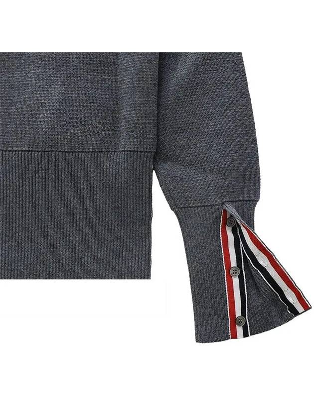 Milano Stitch 4 Bar Classic V Neck Fine Merino Wool Cardigan Medium Grey - THOM BROWNE - BALAAN 11