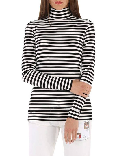 Striped Stretch Jersey Neck Polar Black White - BURBERRY - BALAAN 2