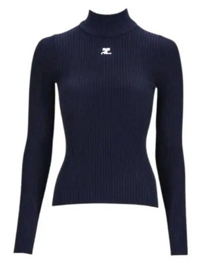 Mockneck Rib Knit Top Navy - COURREGES - BALAAN 2