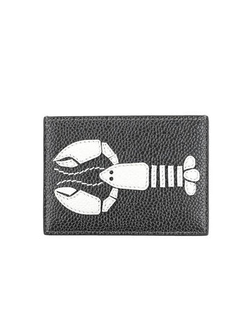 Lobster Pebble Grain Leather Card Wallet Dark Grey - THOM BROWNE - BALAAN 1