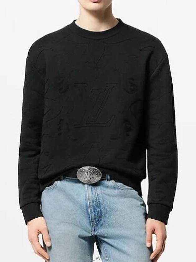 1AFXO9 Embroidered Cotton Jersey Crew Neck - LOUIS VUITTON - BALAAN 2