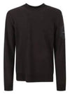 Compass Embroidered Crew Neck Organic Cotton Knit Top Navy - STONE ISLAND - BALAAN 2