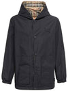 Reversible Check Nylon Hooded Jacket Black Beige - BURBERRY - BALAAN 3