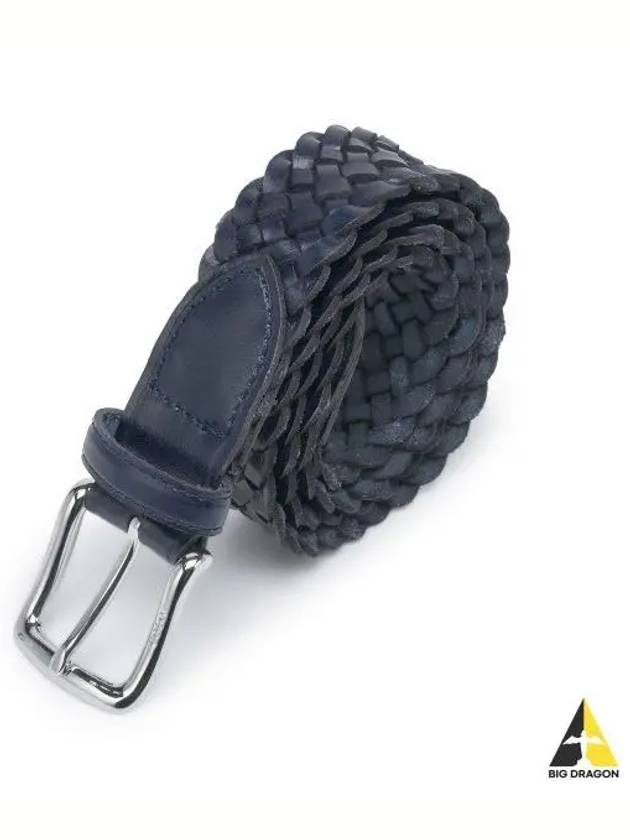 Braided leather belt navy - POLO RALPH LAUREN - BALAAN 1