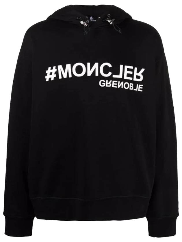 Grenoble Logo Print Hooded Black - MONCLER - BALAAN.