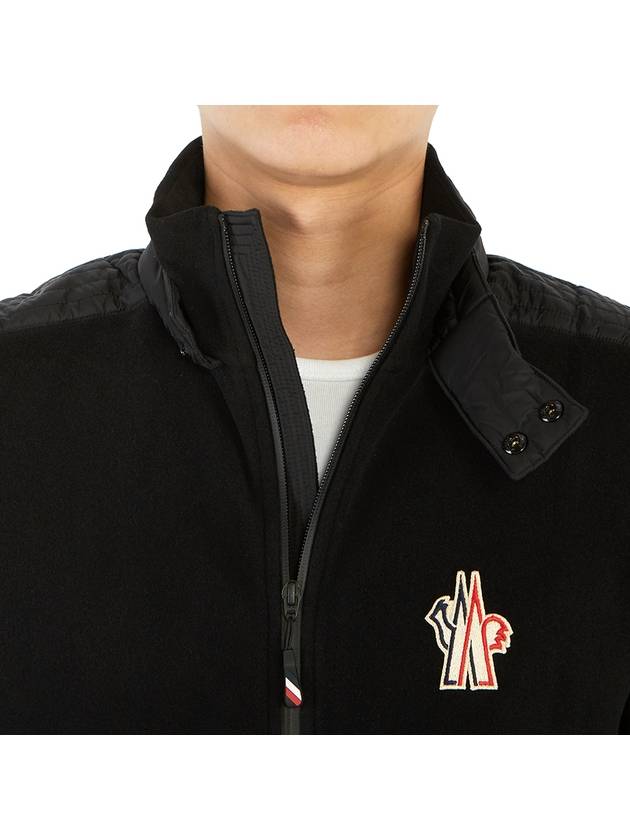 Logo Patch Fleece Zip-Up Jacket Black - MONCLER - BALAAN 9