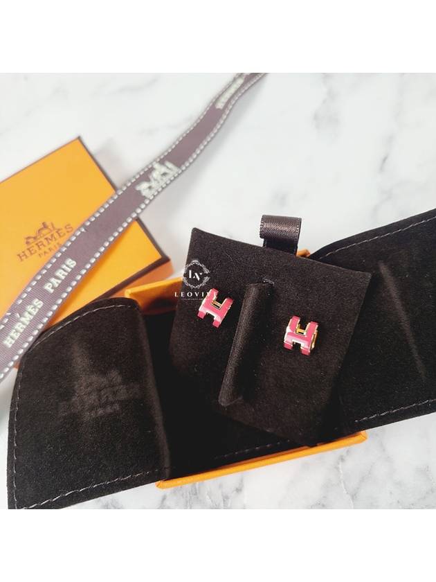 H Logo Mini PopAche Earrings Franvoise Rose Gold H608002F - HERMES - BALAAN 8