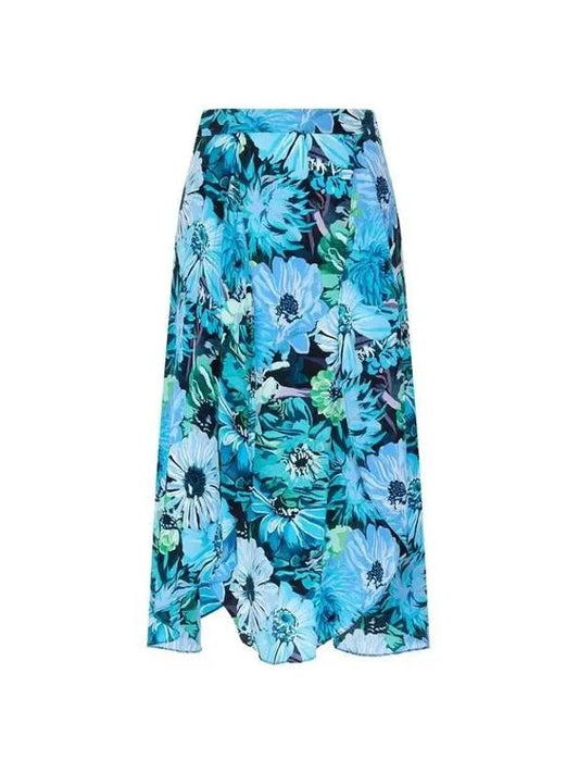 STELLA McCARTNEY Floral Silk Rounded Skirt Blue - STELLA MCCARTNEY - BALAAN 1