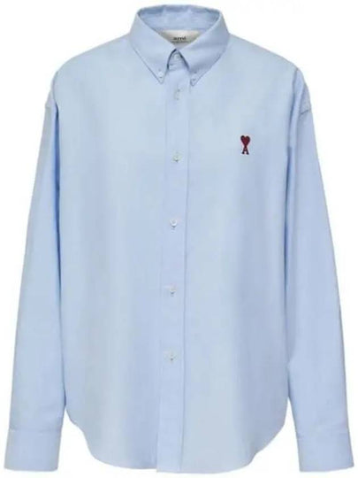 Heart Logo Boxy Fit Button Long Sleeve Shirt Sky Blue - AMI - BALAAN 2