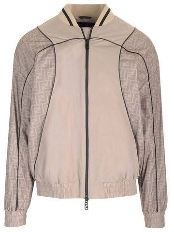 FF Nylon Bomber Jacket Beige - FENDI - BALAAN 1