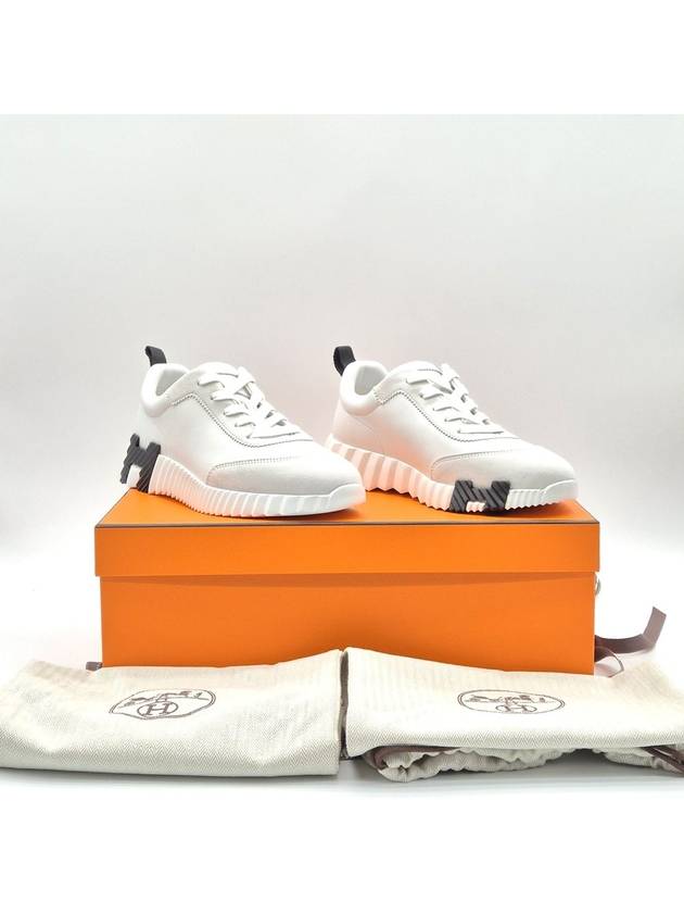 Bouncing Leather Low Top Sneakers Blanc - HERMES - BALAAN 3