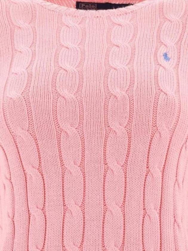 Embroidered Logo Pony Cable Knit Top Pink - POLO RALPH LAUREN - BALAAN 4