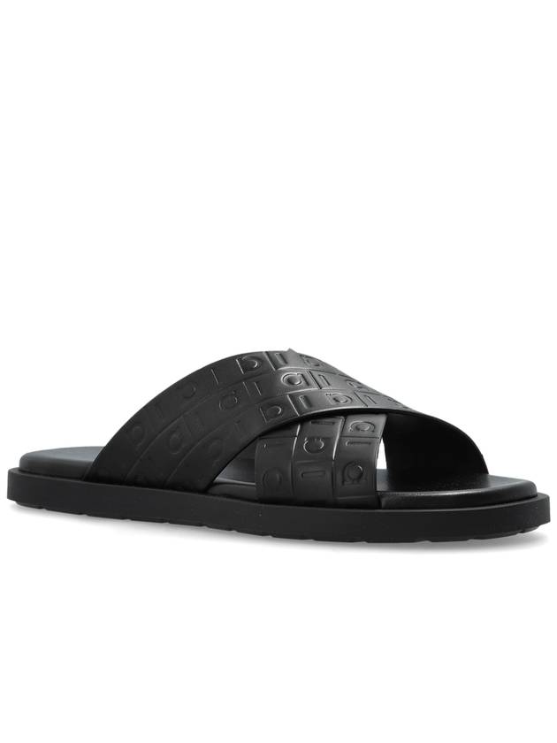 FERRAGAMO Leather Slides Brise, Men's, Black - SALVATORE FERRAGAMO - BALAAN 4