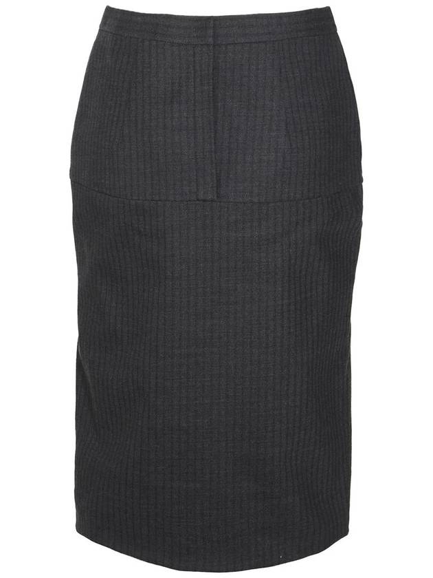 Pinstripe Wool Pencil Skirt Grey - FENDI - BALAAN 4