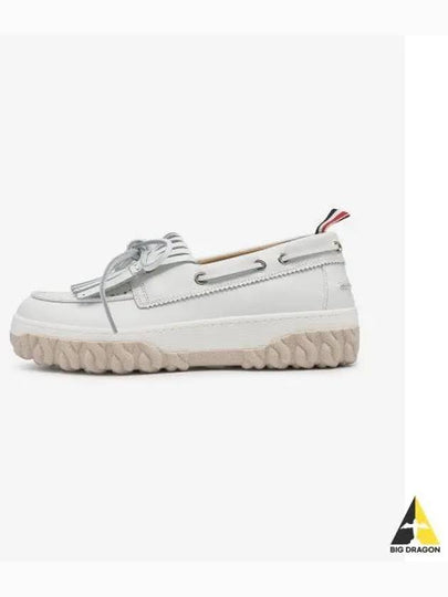 Women's Vitello Calf Kilt Boat Loafer White - THOM BROWNE - BALAAN 2