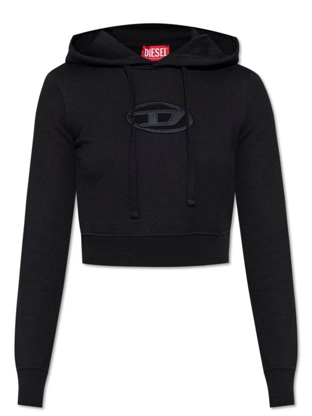 F Slimmy Hood OD Cut Out Oval D Logo Hoodie Black - DIESEL - BALAAN 2