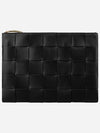 Intreciato Medium Clutch Bag Black - BOTTEGA VENETA - BALAAN 2