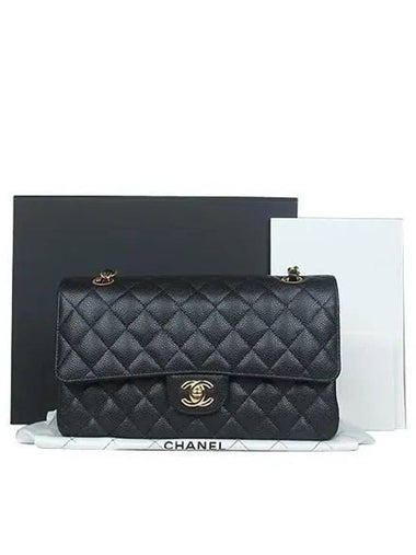 A01112 COCO Gold Plated Black Caviar Classic Medium Chain Shoulder Bag - CHANEL - BALAAN 1