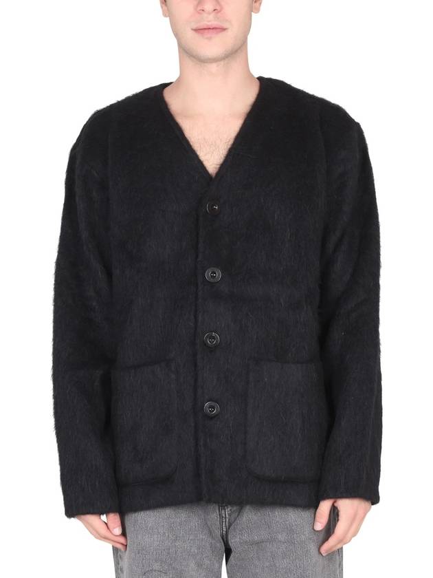 Mohair V-Neck Relaxed Fit Wool Cardigan Black - OUR LEGACY - BALAAN 4