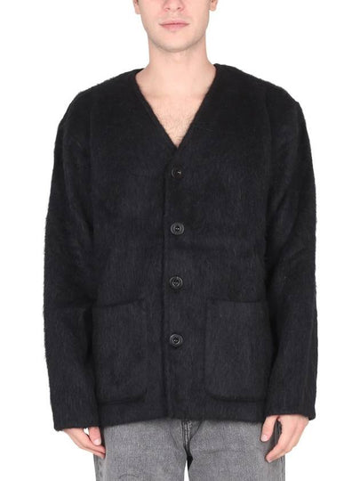 Mohair V-Neck Relaxed Fit Wool Cardigan Black - OUR LEGACY - BALAAN 2