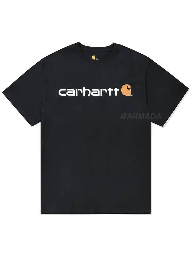 Signature Logo Short Sleeve T-Shirt Black - CARHARTT - BALAAN 2