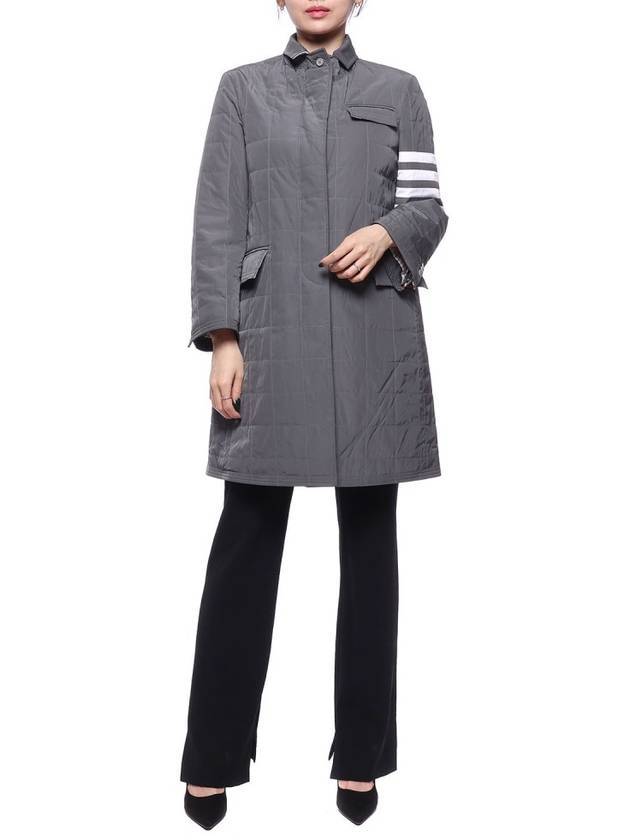 4 Bar Quilted Down Single Coat Grey - THOM BROWNE - BALAAN 4