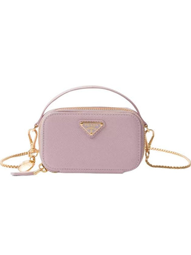 Saffiano Leather Mini Pouch Bag Light Alabaster Pink - PRADA - BALAAN 1