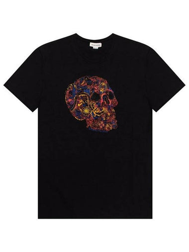 Skull Skull Printing Short Sleeve T-Shirt Black - ALEXANDER MCQUEEN - BALAAN 1