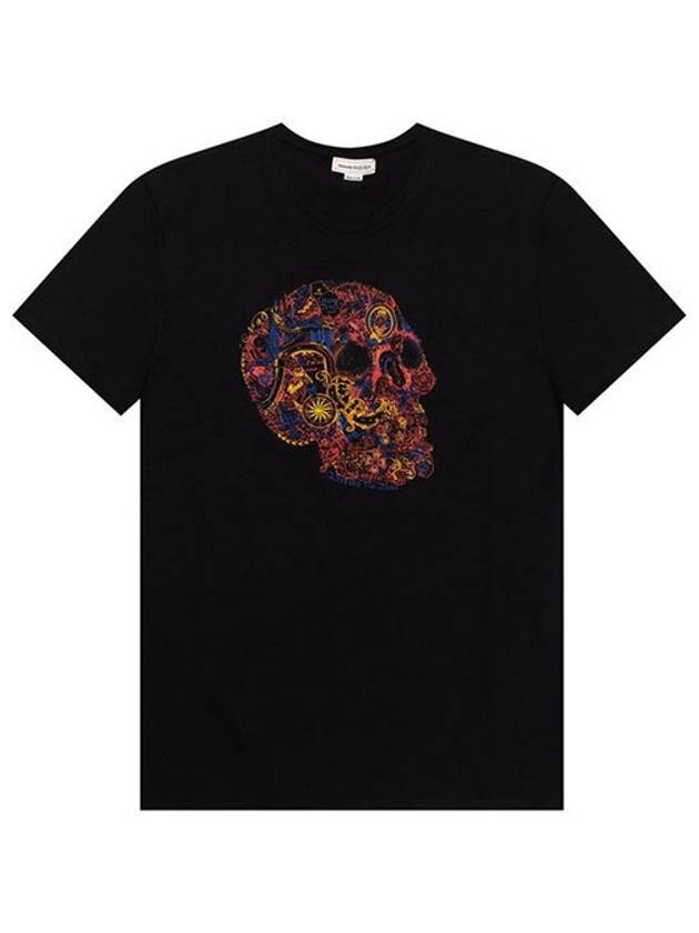 Skull Skull Printing Short Sleeve T-Shirt Black - ALEXANDER MCQUEEN - BALAAN 1