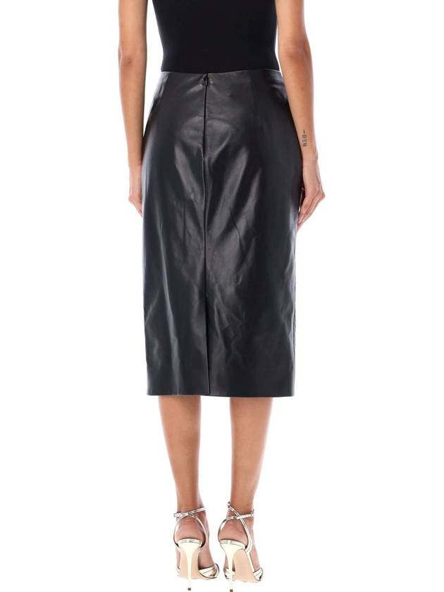 Leather midi H line skirt black - RALPH LAUREN - BALAAN 3