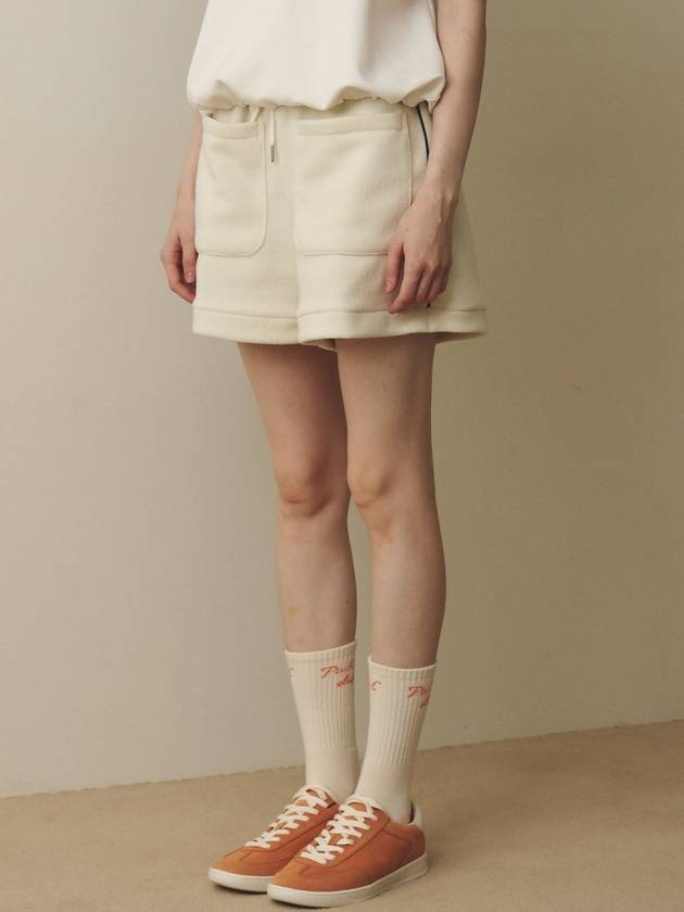 Brushed fleece line shorts Ivory - POSHERD - BALAAN 1