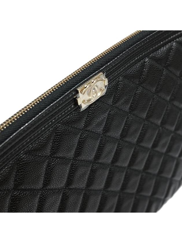 Boy New Medium Gold Logo Caviar Clutch Bag Black - CHANEL - BALAAN 5