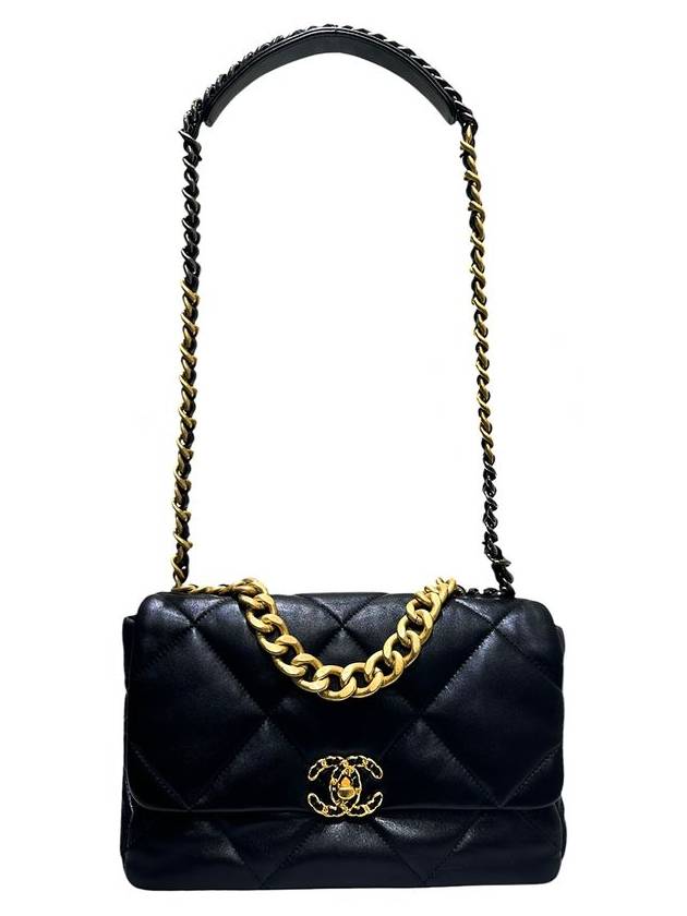 AS1161 Black Lambskin 19 Flap Bag Large Shoulder - CHANEL - BALAAN 6