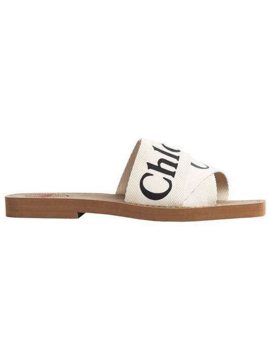 Woody Logo Canvas Strap Flat Mule White - CHLOE - BALAAN 1