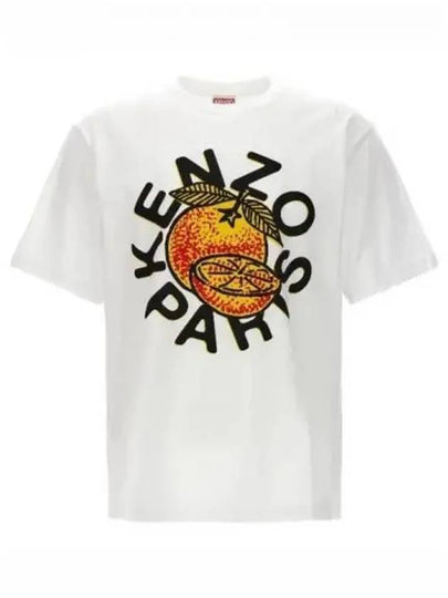 Orange Print Classic Cotton Short Sleeve T-Shirt White - KENZO - BALAAN 2