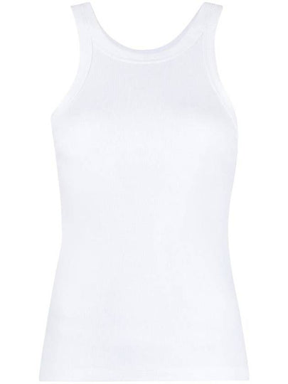 Women's Curved Ribbed Cotton Sleeveless White - TOTEME - BALAAN 2