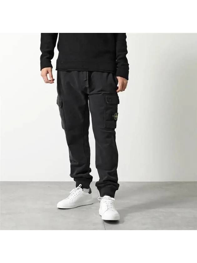 Cotton Wappen Patch Track Pants Black - STONE ISLAND - BALAAN.