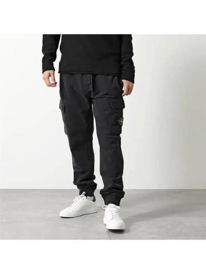 Cotton Wappen Patch Track Pants Black - STONE ISLAND - BALAAN 2