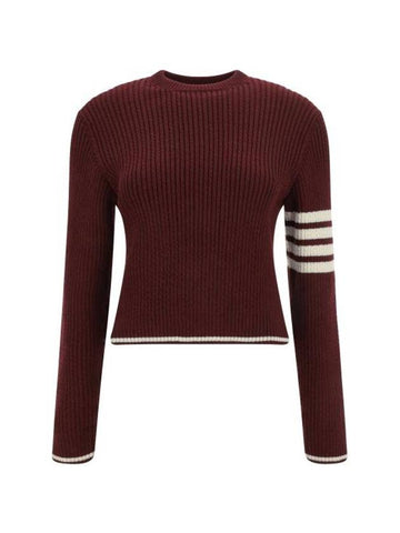 4 Bar Stripe Cable Knit Top Red - THOM BROWNE - BALAAN 1