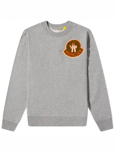 8G00018 8098U 984 Genius Line Logo Patch Sweatshirt Gray Men’s Sweatshirt TLS - MONCLER - BALAAN 1