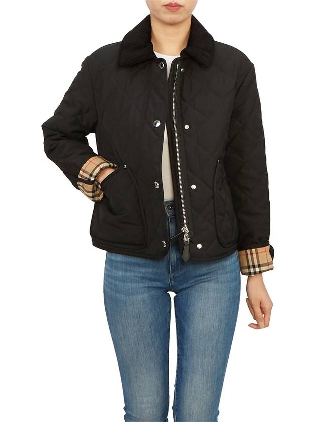 Striped point cropped quilted jacket black - BURBERRY - BALAAN 7
