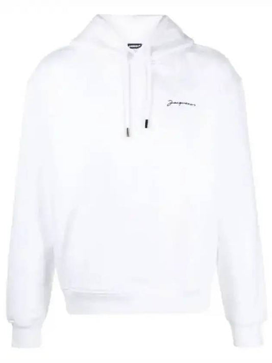 Le Brodet Embroidered Logo Cotton Hooded Top White - JACQUEMUS - BALAAN 1