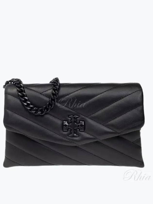 Women's Kira Chevron Powder Coated Chain Shoulder Bag Black - TORY BURCH - BALAAN 2