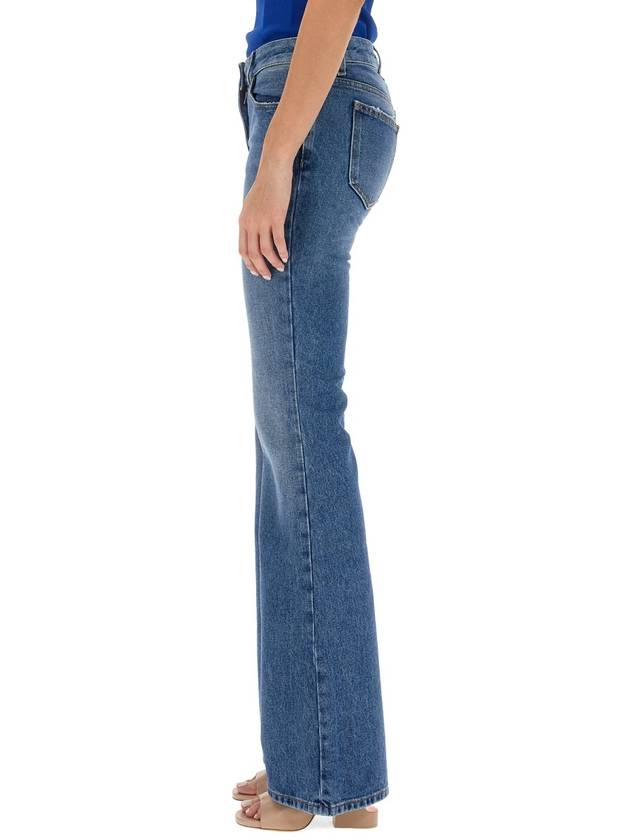 Women's Logo Patch Cotton Flare Jeans Blue - OFF WHITE - BALAAN 5