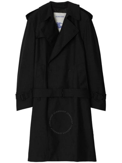 Belted Long Silk Blend Trench Coat Black - BURBERRY - BALAAN 2