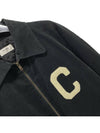 Logo Patch Corduroy Zip-Up Jacket Black - CELINE - BALAAN 4