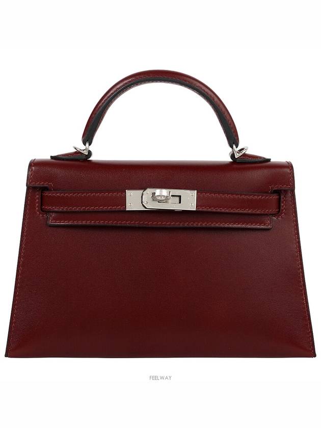 Mini Kelly II Rouge Ash Silver Box W 74221 - HERMES - BALAAN 2