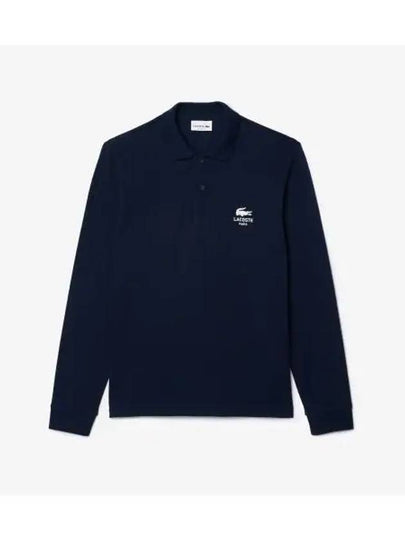 Men s soft branding long sleeve polo navy - LACOSTE - BALAAN 1